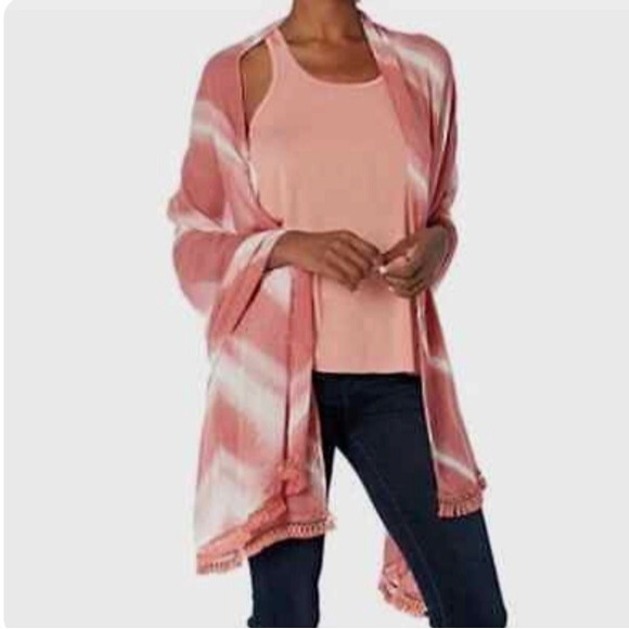 VINCE CAMUTO Lightweight Desert Rose Pashmina Scarf with Fringe - Picture 2 of 8